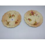 A pair of Royal Worcester blush ivory plates,