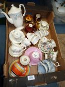 A quantity of part tea and coffee sets to include; Paragon, Wedgwood 'Queensware',