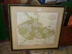 A "Map of Bohemia and Moravia" 1811, engraved and hand coloured by John Cary, certificate on back,
