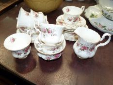 A Royal Albert 'Lavender Rose' part tea set to include six teacups and five saucers,
