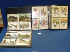 Two albums of postcards including; Royal Air Force, Birds, City scapes,