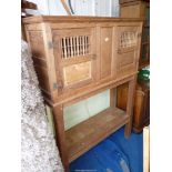 A primitive unpolished Oak Hutch Cupboard,