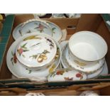 Ten pieces Royal Worcester Evesham pottery including flan dishes, large bowl,