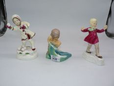Three F.G Doughty Royal Worcester figures; 'August', 'January' and 'December'.