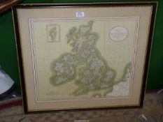 A "Map of British Isles" 1811, engraved and hand coloured by John Cary, certificate on back ,