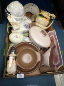 A quantity of china incluidng Poole Pottery vegetable dishes, sauce boat etc, jelly mould,