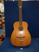A "Folk 12" 12 string Acoustic Guitar with "Alvarez" fitted Case.