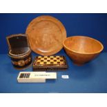 A quantity of treen to include Wicklow beech large bowl and platter by Paul Elliot,