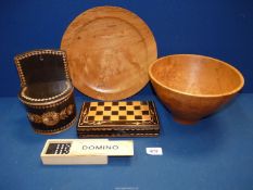 A quantity of treen to include Wicklow beech large bowl and platter by Paul Elliot,