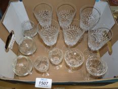 A quantity of glasses including six cut glass wine glasses, sherry etc.