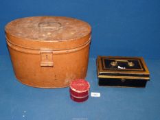 A Tin box hat and cash box.
