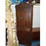 A full height Mahogany/Walnut Corner Cupboard having a pair of two-panelled doors,