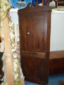 A full height Mahogany/Walnut Corner Cupboard having a pair of two-panelled doors,