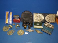 A quantity of miscellanea including Military Binoculars (a/f.