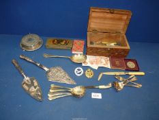 A quantity of miscellanea including painted box containing overseas coins,