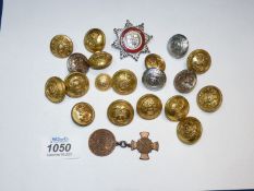 A small quantity of Military buttons including; 'The Royal West Surrey Regiment',