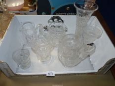 A small quantity of cut Crystal glass including; two Stuart 'Imperial' vases, a Webb beaker,