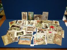 A quantity of old postcards including Birthday, Valentine, Christmas etc.
