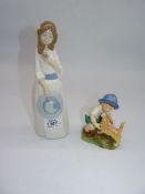 A Royal Worcester figure 'September' and a Nadal porcelain figure of a girl with a flower in her