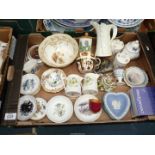 A quantity of china including; Wedgwood Jasperware, trinket dishes, Royal Crown Derby cup,