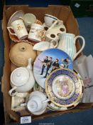 A quantity of china including large teacup and saucer and a smaller one,