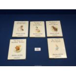 Five Beatrix Potter 1987 editions of Peter Rabbit, Squirrel Nutkin, Johnny Town Mouse,