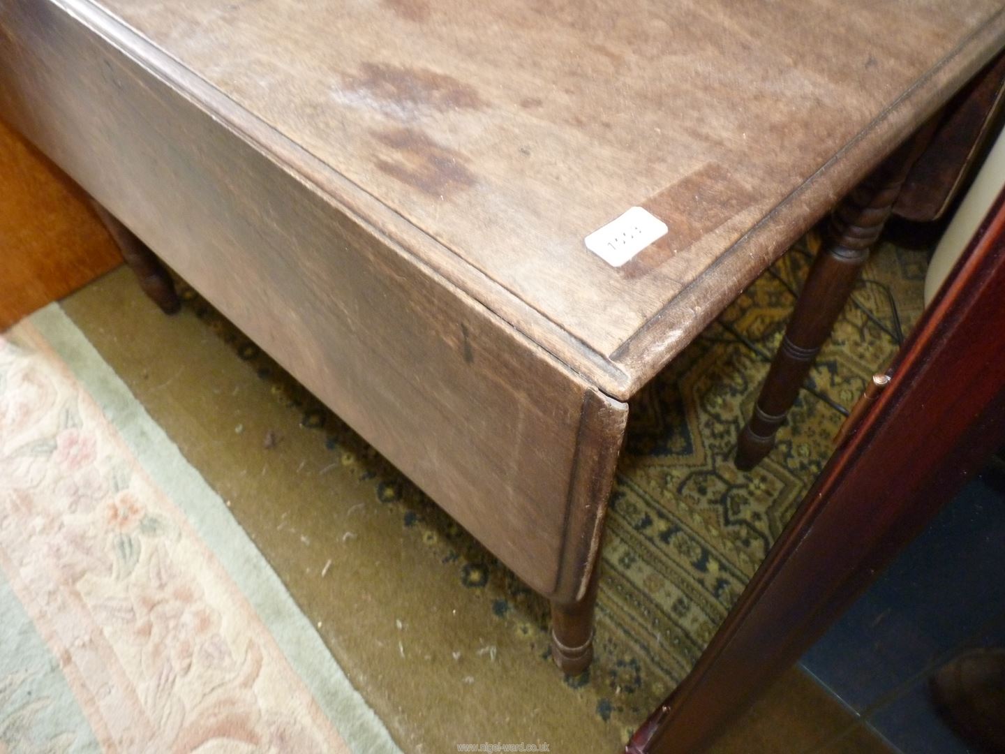 A circa 1900 Mahogany Pembroke Table standing on turned legs and having a frieze drawer to one end, - Image 3 of 3