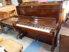 A most substantial Steinway Mahogany/Walnut cased 6 1/4 octave Upright Piano,