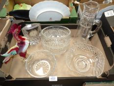 A quantity of cut glass including; Waterford 'Marquis' clock,