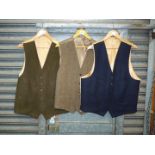 A gents woolen Waistcoat with mustard silk lining, size 46, a Harris Tweed waistcoat,