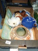 A quantity of Studio Pottery including Dean Forest Miners mugs, serving platters etc.