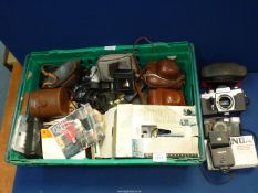 A large quantity of cameras and equipment including; Olympus Zuiko, Agfa Karat camera,