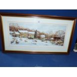 A framed and mounted 309/500 Print by John Wood titled "Home Farm", 31 1/2" x 17 1/4".