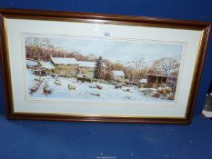 A framed and mounted 309/500 Print by John Wood titled "Home Farm", 31 1/2" x 17 1/4".