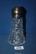 A silver topped sugar sifter/shaker, hallmarks for Sheffield 1925,