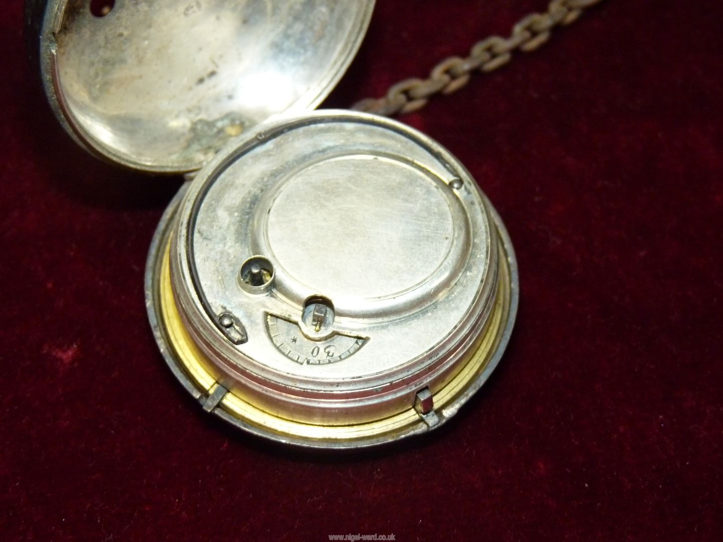 A Silver pocket watch, possibly London 1808 with a hinged dome glass cover, - Image 2 of 10