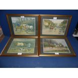 Four framed and mounted George Wright horse Lithographs; 'The Cast Shoe', 'Showing His Paces',