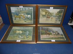 Four framed and mounted George Wright horse Lithographs; 'The Cast Shoe', 'Showing His Paces',