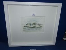 A white framed Oil on canvas titled and signed verso "Safe Harbour" by Catherine Barnes,