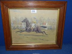 A wooden framed Watercolour, signed lower left Finch Mason, titled "Here comes La Fleche",