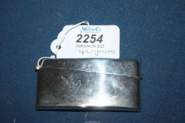 A silver card case, hallmark rubbed but possibly Birmingham 1911,