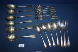 A quantity of plated cutlery to include Mappin & Webb marked 'Highland Moor'.