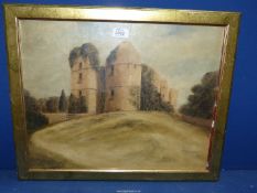 A framed Oil on canvas titled 'Wilton Castle on The Wye', no visible signature. 22 1/4" x 18 1/4".