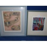 An Etching "Playtime" and a Sue Warburton Monoprint.