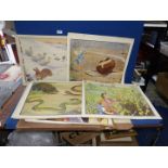 A cardboard case containing Enid Blyton nature plates, some a/f.