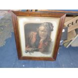 A large wooden framed Print titled "Looking Out" printed 1836 by Ackermann & Co, 96 Strand,