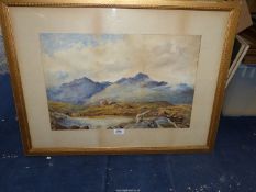 A framed and mounted Watercolour, signed lower right N.