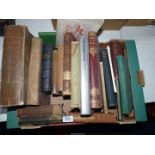 A box of books to include Songs of England and Scotland, Virginia 1584-1607 etc.