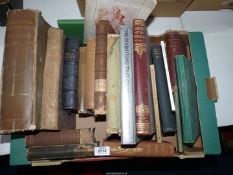 A box of books to include Songs of England and Scotland, Virginia 1584-1607 etc.