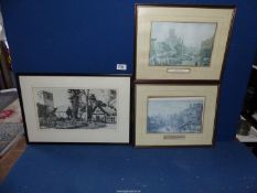 Three framed Prints to include Village church and cottage,